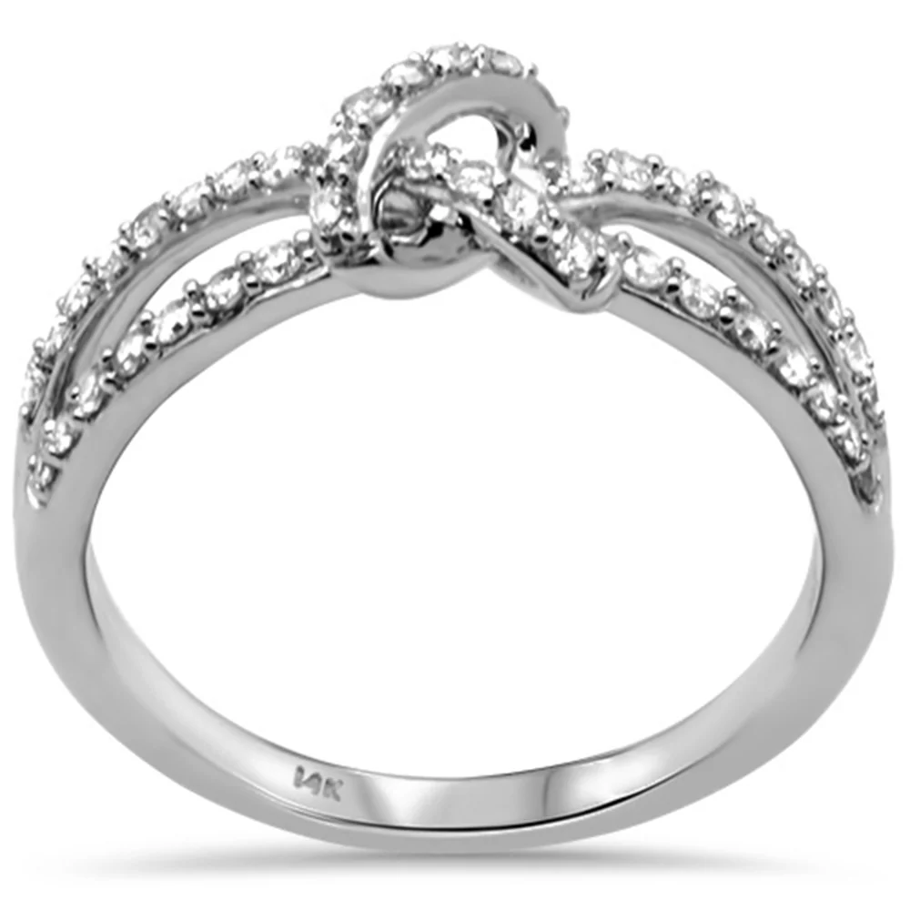 <span>DIAMOND CLOSEOUT! </span>.33ct G SI 14K White Gold Diamond Love Knot Style Ring Size 6.5