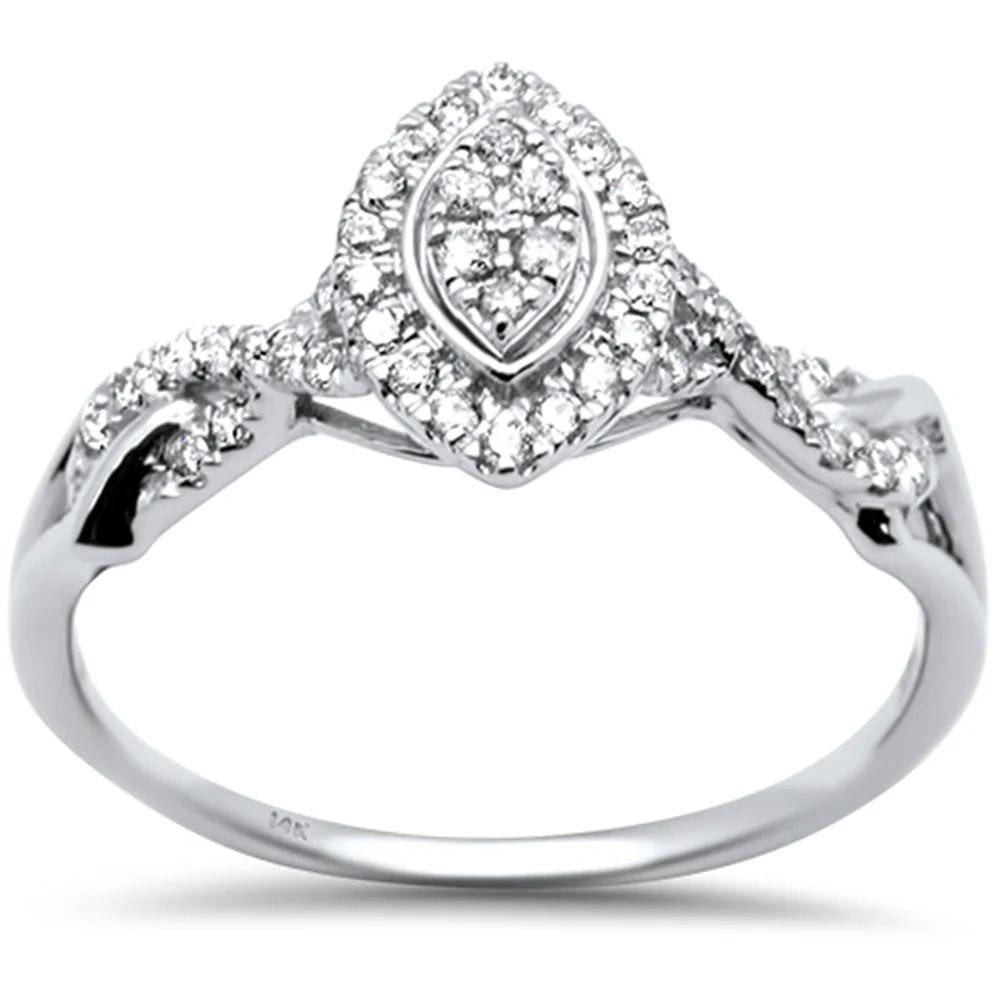 <span style="color:purple">SPECIAL!</span> .24ct G SI 14K White Gold Marquee Shaped Engagement Diamond Ring Size 7