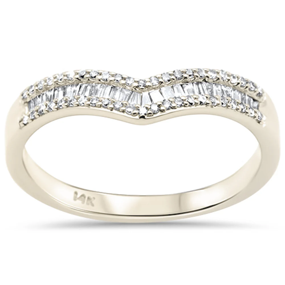 <span>DIAMOND CLOSEOUT! </span> .25ct G SI 14K Yellow Gold Round & Baguette Diamond Ring Band Size 7