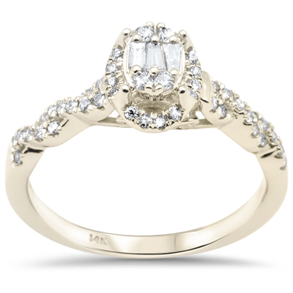 <span style="color:purple">SPECIAL!</span>.35ct G SI 14K Yellow Gold Round & Baguette Diamond Engagement Ring