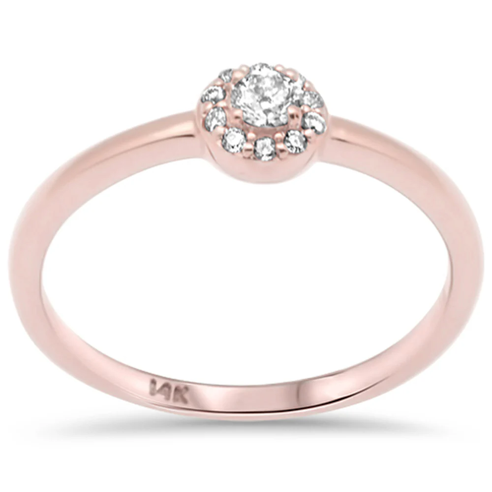 <span>DIAMOND CLOSEOUT! </span>.16ct G SI 14K Rose Gold Diamond Round Halo Ring Size 6.5