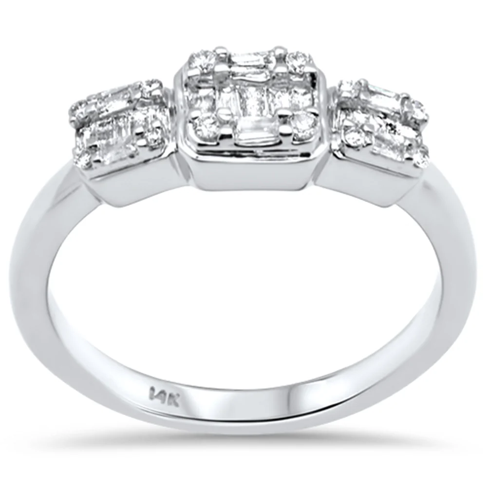 <span>DIAMOND CLOSEOUT! </span> .29ct G SI 14K White Gold Round & Baguette Diamond Ring Band