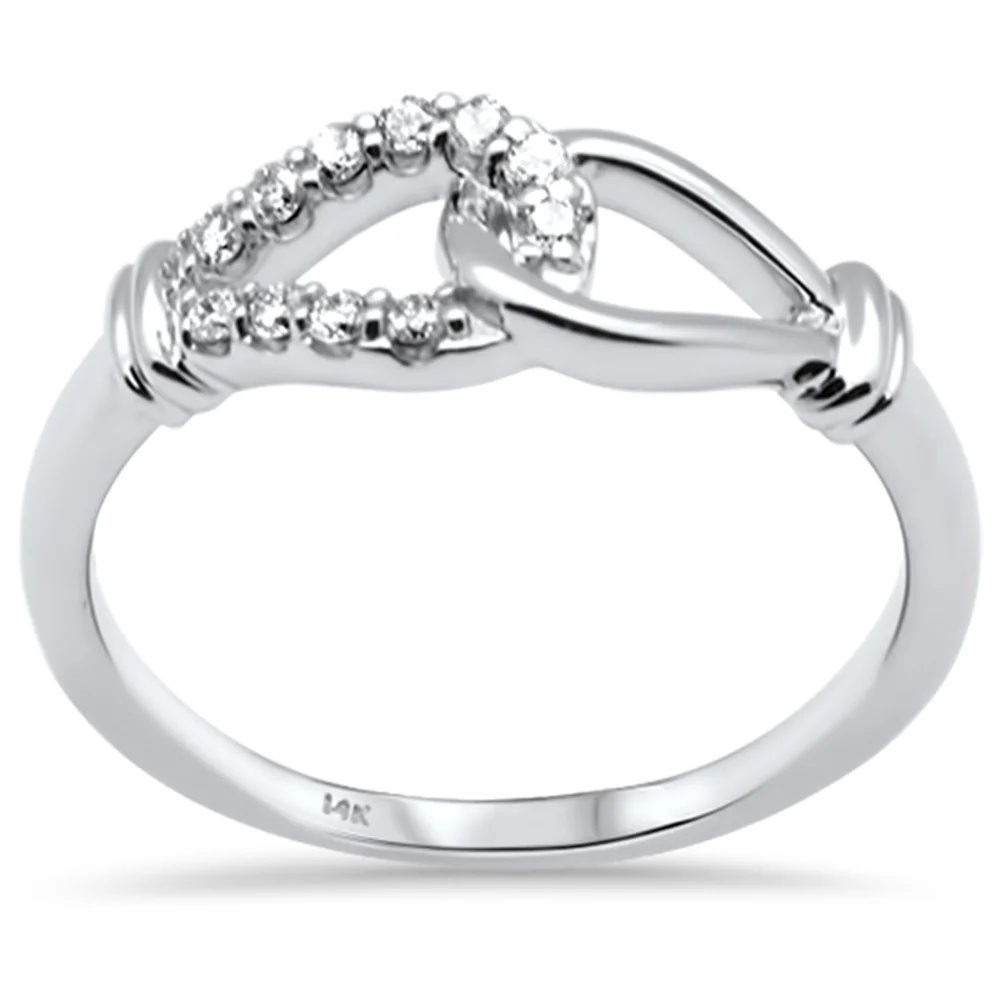 <span style="color:purple">SPECIAL!</span> .13ct G SI 14K White Gold Diamond Link Ring Band Size 6.5