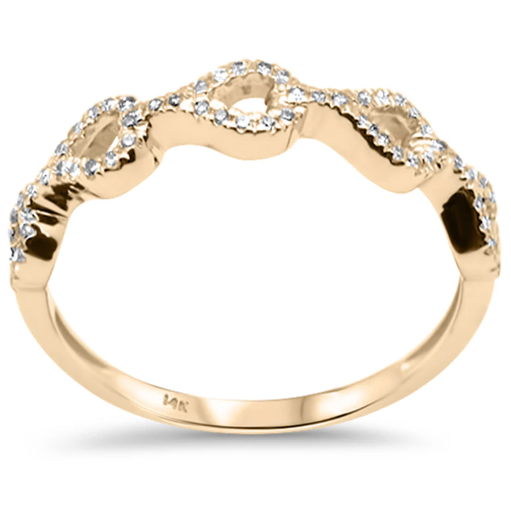 .13ct G SI 14K Yellow Gold Diamond Link Ring Band Size 6.5