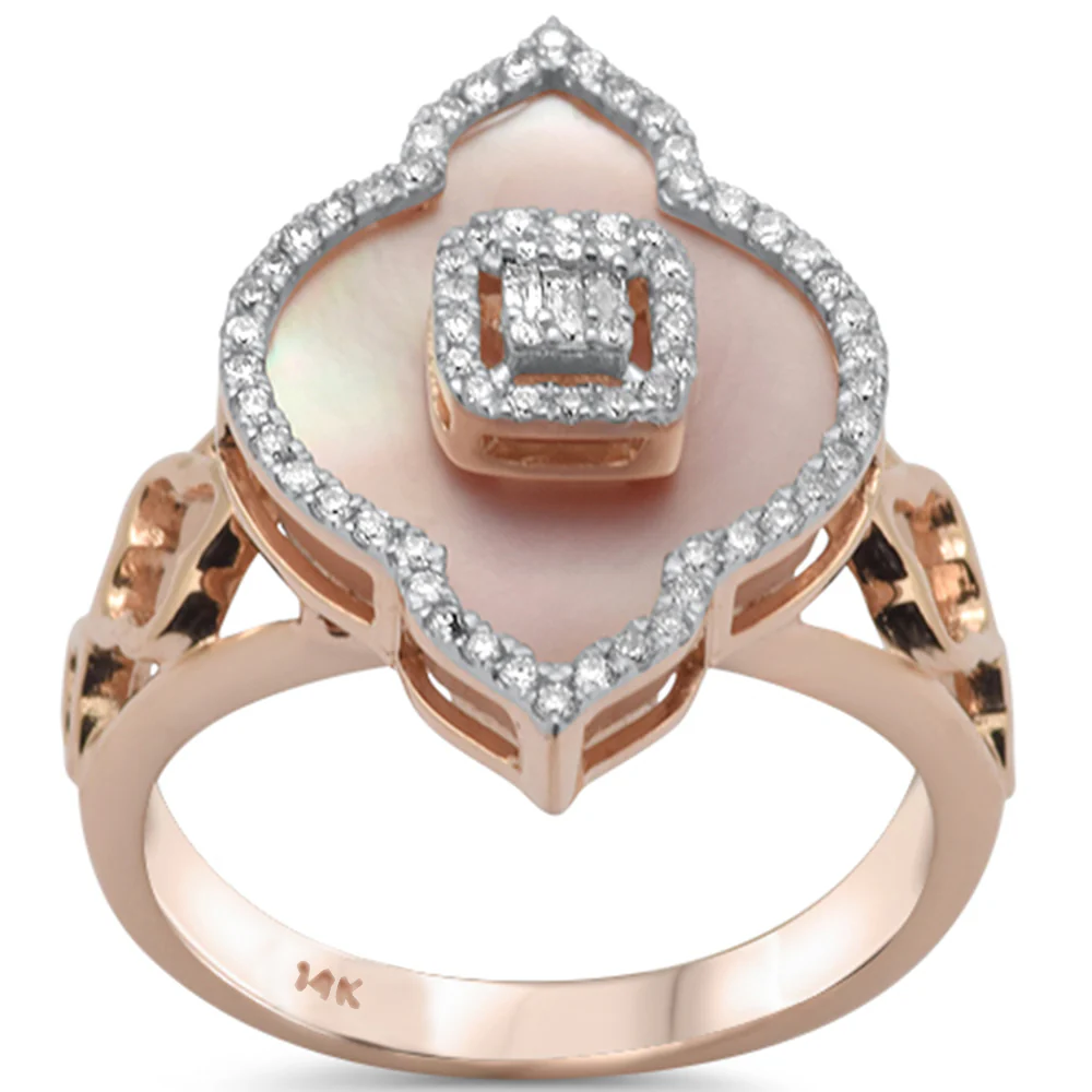 <span>CLOSEOUT!</span> 3.82ct G SI 14K Rose Gold Diamond Pink Mother of Pearl Ring