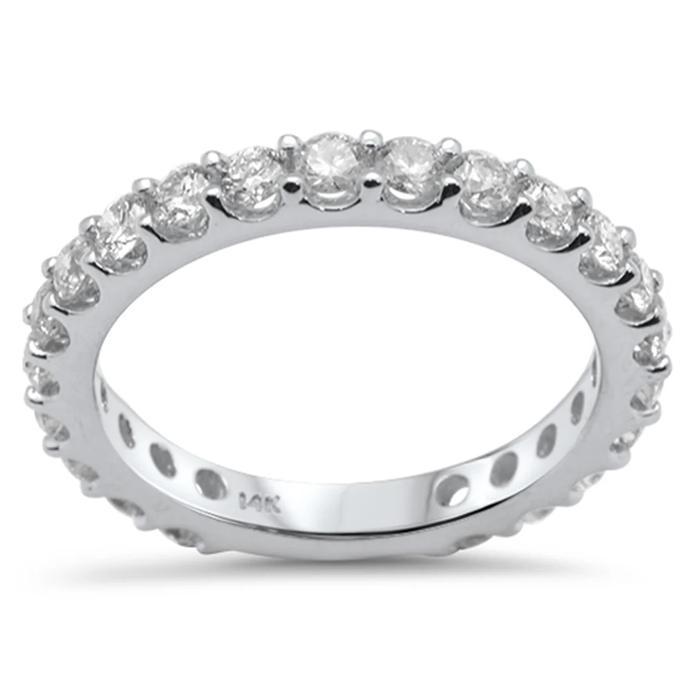 <span style="color:purple">SPECIAL!</span> 1.19ct G SI 14K White Gold Diamond Anniversary Band Ring Size 6.5