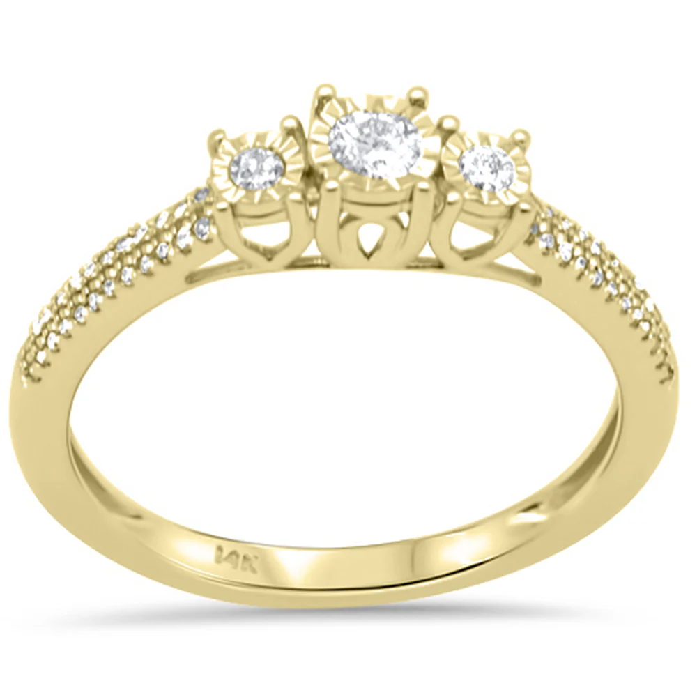 <span style="color:purple">SPECIAL!</span> .20ct G SI 14K Yellow Gold Diamond Miracle Illusion Engagement Ring Size 6.5