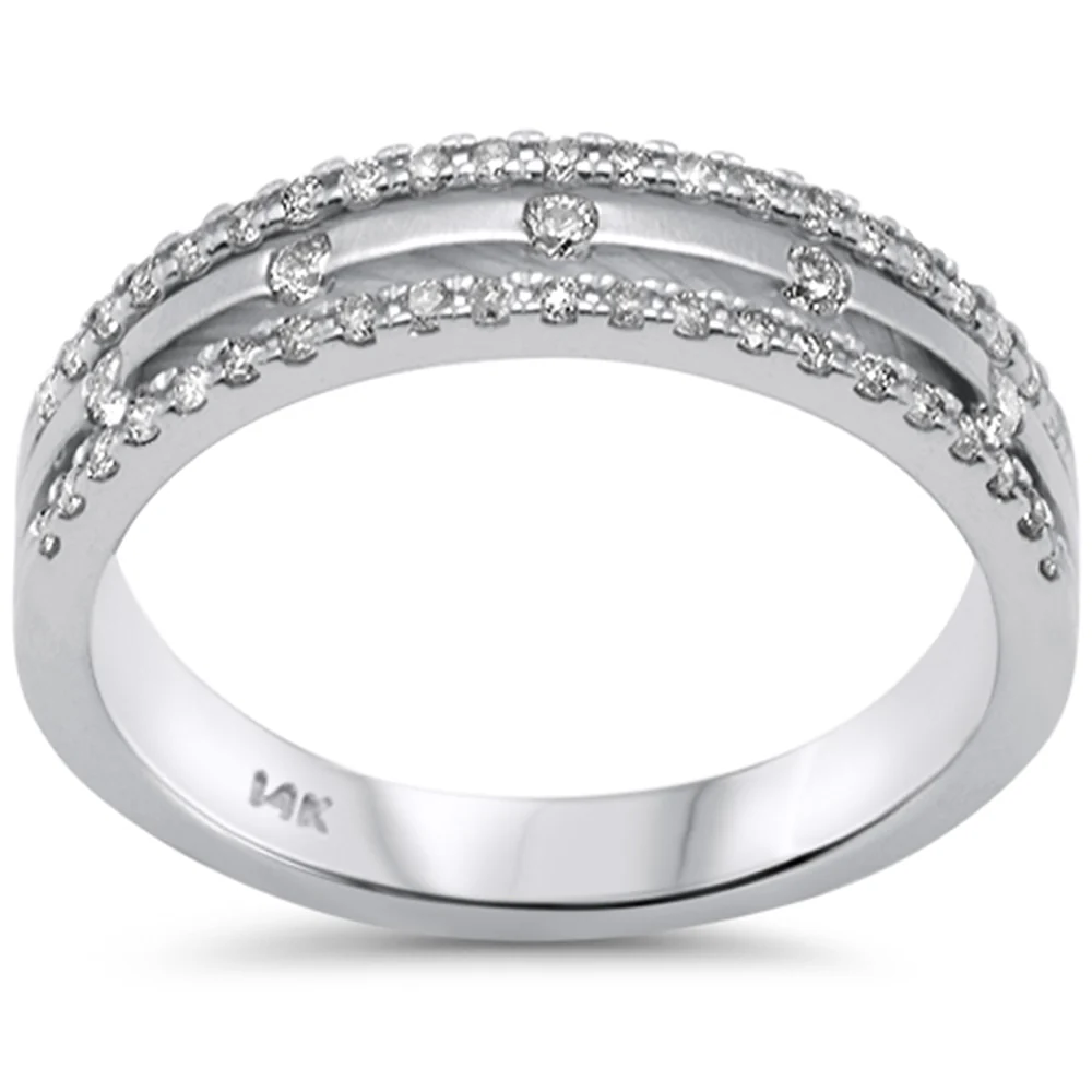 <span style="color:purple">SPECIAL!</span> .31ct G SI 14K White Gold Diamond Trendy Anniversary Wedding Band Ring Size 6.5