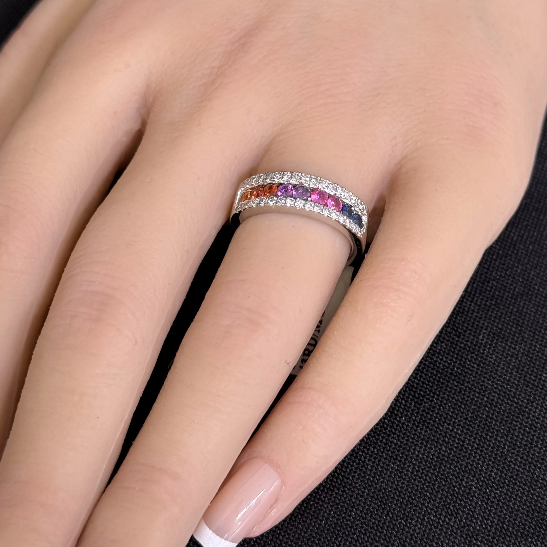<span style="color:purple">SPECIAL!</span> 1.32ct G SI 14K White Gold Diamond Mulit Color Gemstone Ring Size 6.5 - Image 3