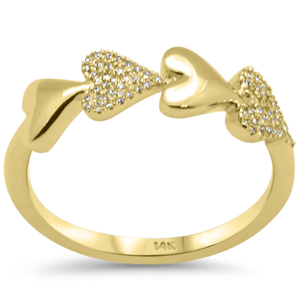 .10ct G SI 14K Yellow Gold Diamond Heart Band Ring Size 6.5