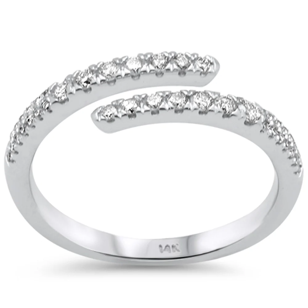 <span style="color:purple">SPECIAL!</span> .32ct G SI 14K White Gold Diamond Wrap Arround Band Ring Size 6.5
