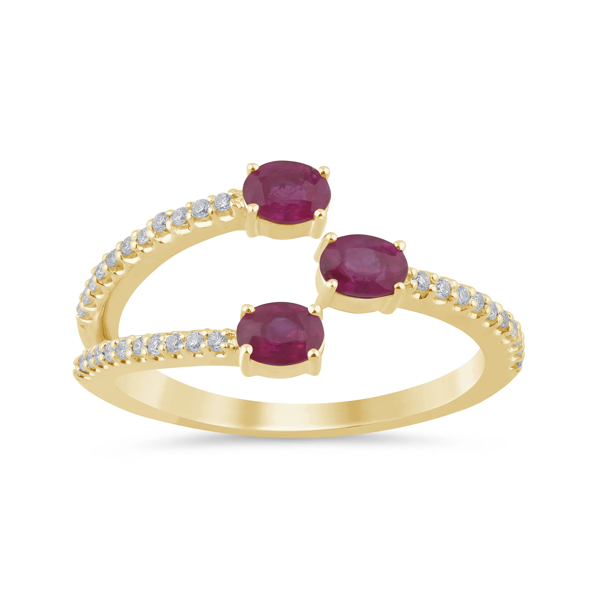<span style="color:purple">SPECIAL!</span>.81ct G SI 14K Yellow Gold Diamond & Ruby Gemstones Wrap Around Band Ring Size 6.5