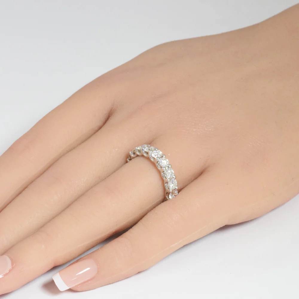 <span style="color:purple">SPECIAL!</span> 3.15ct G SI 14K White Gold Round Diamond Eternity Ring Size 6.5 - Image 2