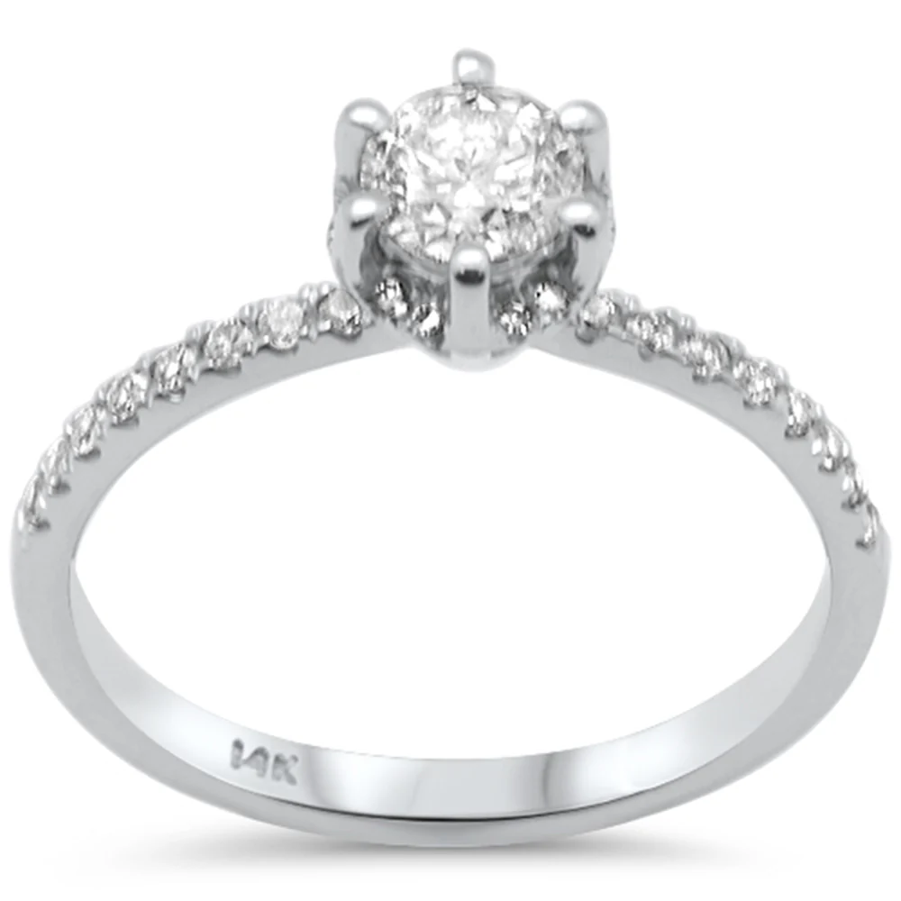 <span style="color:purple">SPECIAL!</span> .70ct G SI 14K White Gold Diamond Round Solitaire Engagement Ring Size 6.5