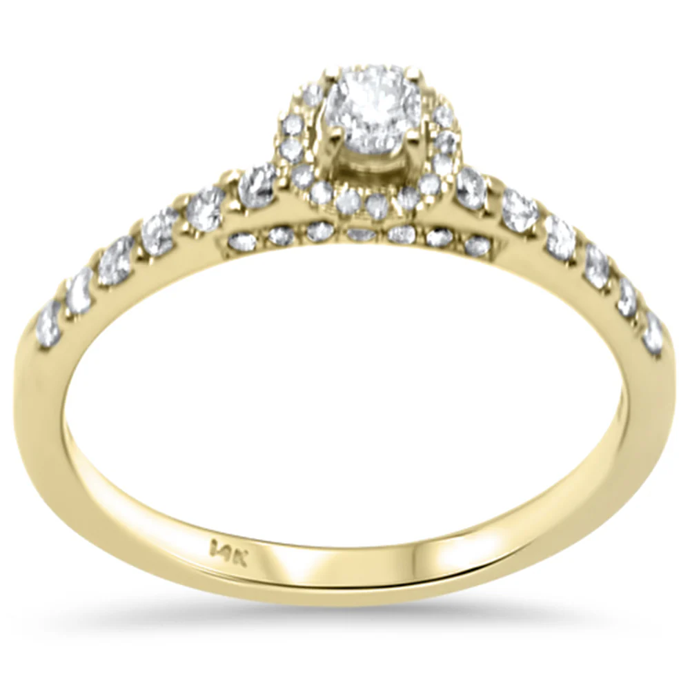 <span style="color:purple">SPECIAL!</span>.41ct G SI 14K Yellow Gold Diamond Round Halo Engagement Ring Size 6.5