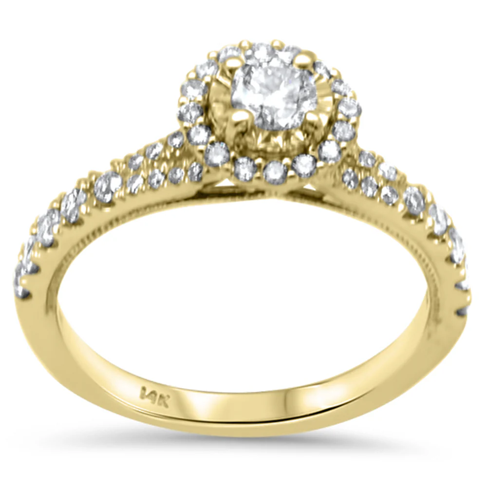 <span style="color:purple">SPECIAL!</span>.65ct G SI 14K Yellow Gold Round Diamond Hidden Halo Engagement Ring Size 6.5