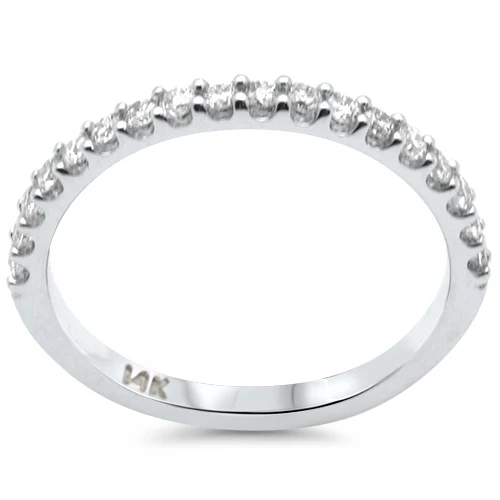 <span style="color:purple">SPECIAL!</span> .34ct G SI 14K White Gold Diamond Thin Stackable Wedding Band Ring Size 6.5