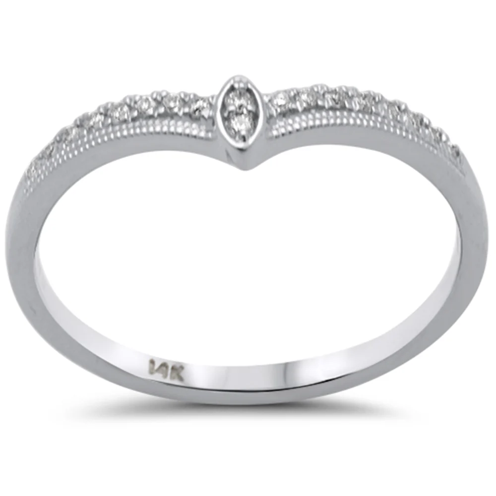 .08ct G SI 14K White Gold Diamond Stackable Ring Band Size 6.5