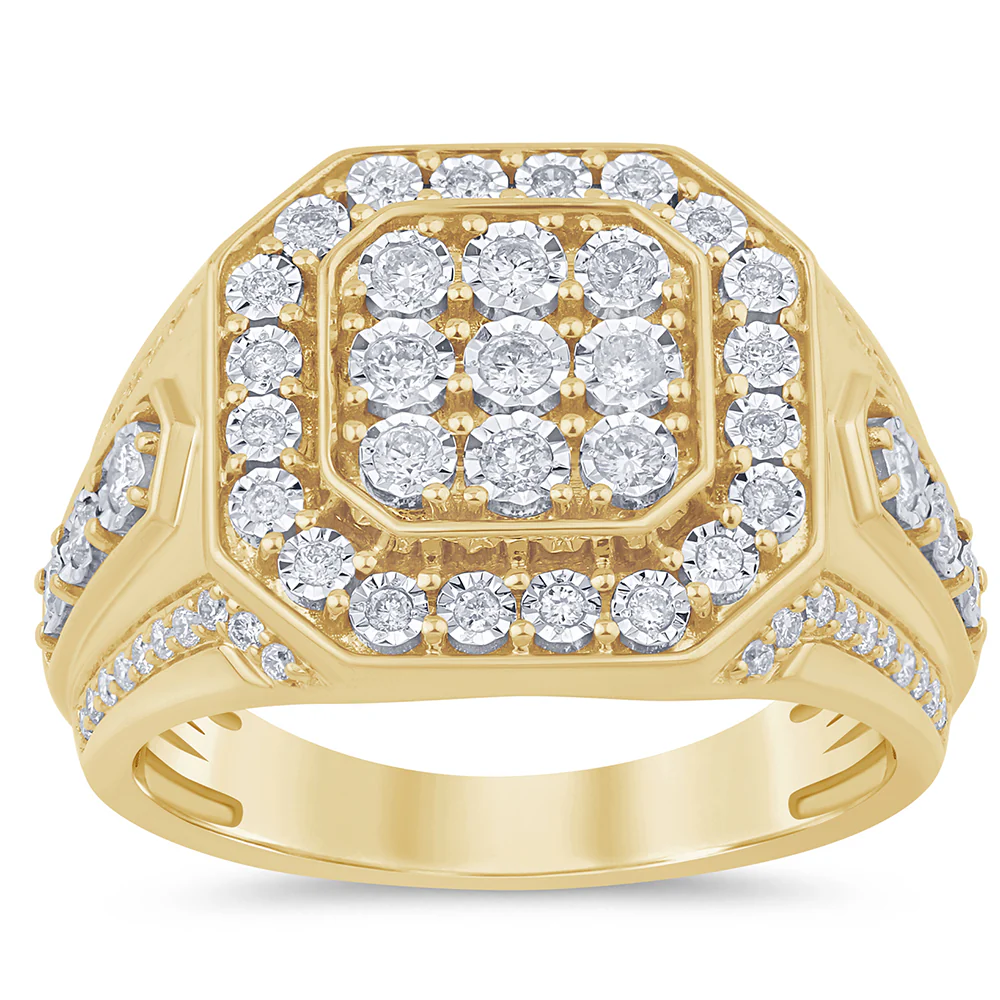 <span style="color:purple">SPECIAL!</span> .72ct G SI 14K Yellow Gold Diamond Men's Band Ring Size 10