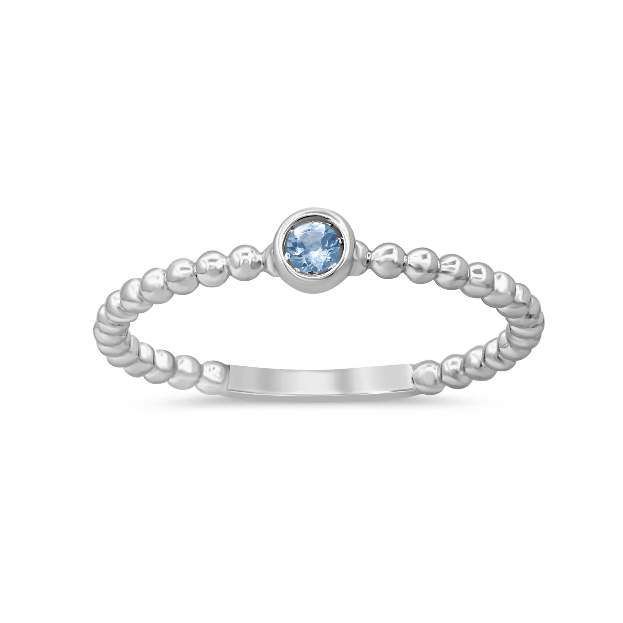 .06ct G SI 14K White Gold Blue Sapphire Gemstones Ring Size 6.5