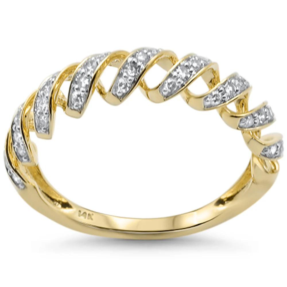 <span style="color:purple">SPECIAL!</span>.32ct G SI 14K Yellow Gold Diamond Twisted Band Ring Size 6.5