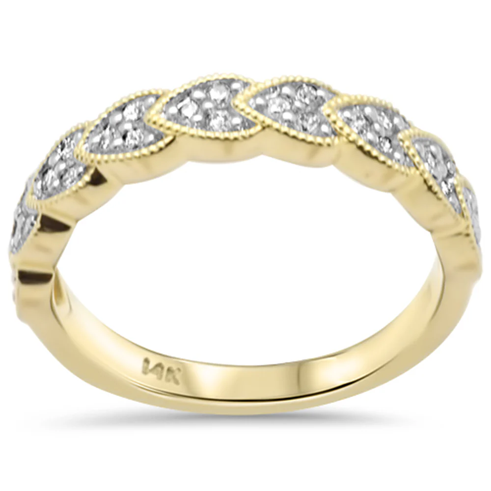 <span style="color:purple">SPECIAL!</span>.26ct G SI 14K Yellow Gold Diamond Milligrain Band Ring Size 6.5