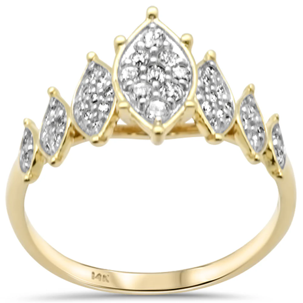 <span style="color:purple">SPECIAL!</span> .37ct G SI 14K Yellow Gold Diamond Marquees Band Ring Size 6.5