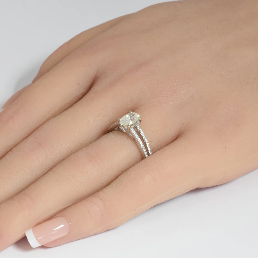 <span style="color:purple">SPECIAL!</span>1.10ct G SI 14K White Gold Oval Shape Diamond Engagement Ring Size 6.5 - Image 2