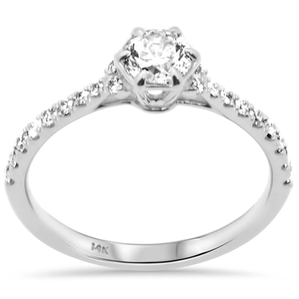 <span style="color:purple">SPECIAL!</span>.78ct G SI 14K White Gold Round Diamond Engagement Ring Size 6.5