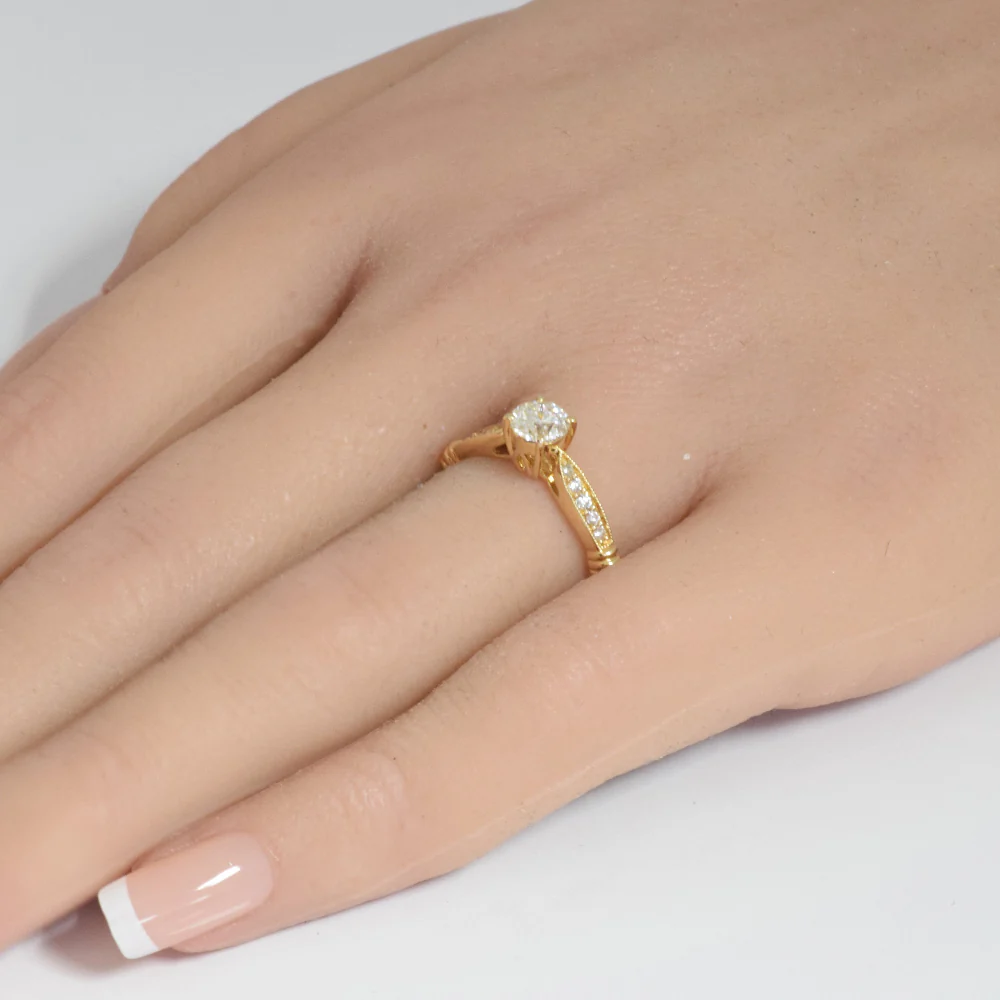 <span style="color:purple">SPECIAL!</span>.66ct G SI 14K Yellow Gold Round Diamond Engagement Ring Size 6.5 - Image 2