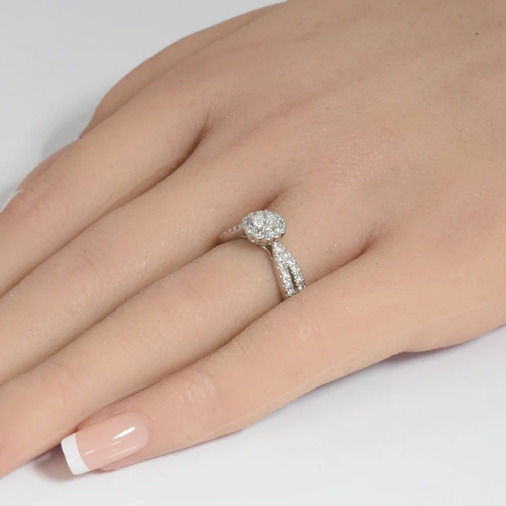 <span style="color:purple">SPECIAL!</span> .75ct G SI 14K White Gold Diamond Halo Engagement Ring Size 6.5 - Image 2