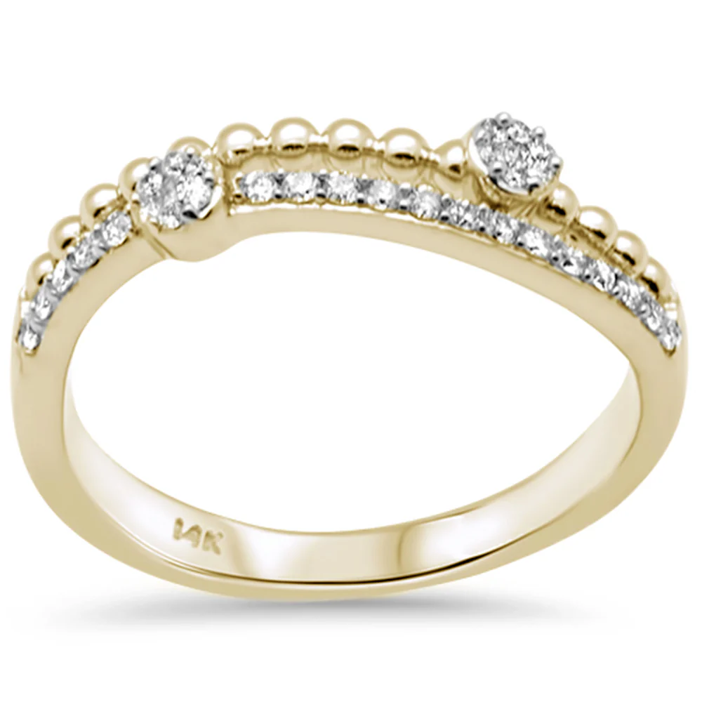 <span style="color:purple">SPECIAL!</span> .19ct G SI 14K Yellow Gold Diamond Beaded Band Ring Size 6.5