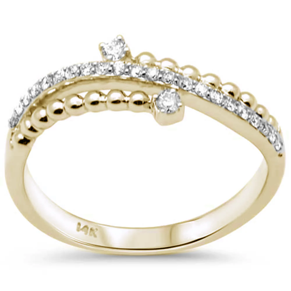 <span style="color:purple">SPECIAL!</span> .21ct G SI 14K Yellow Gold Diamond Beaded Band Ring Size 6.5