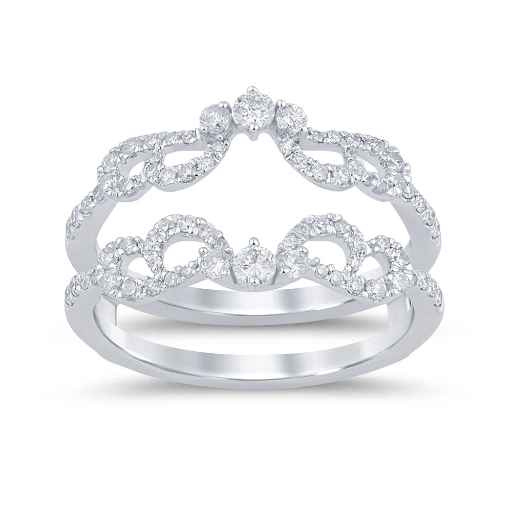 <span style="color:purple">SPECIAL!</span> .55ct G SI 14K White Gold Diamond Double Shank Ring Guard Size 6.5