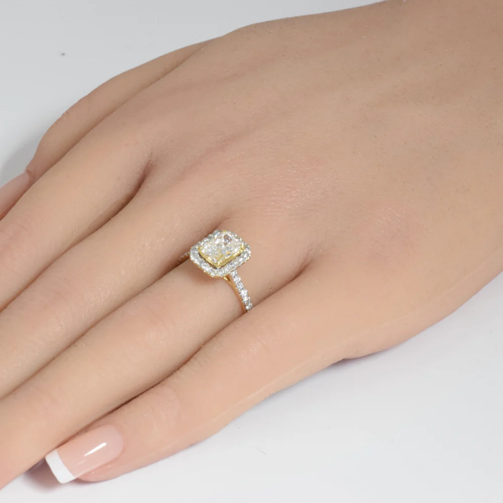 <span style="color:purple">SPECIAL!</span> 1.46ct G SI Center 1ct 14K Yellow Gold Radiant Diamond Engagement Ring