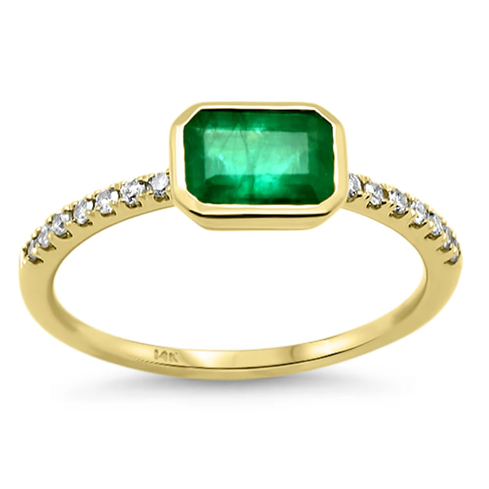 <span style="color:purple">SPECIAL!</span> .86ct G SI 14K Yellow Gold Diamond & Emerald Gemstone Ring Size 6.5