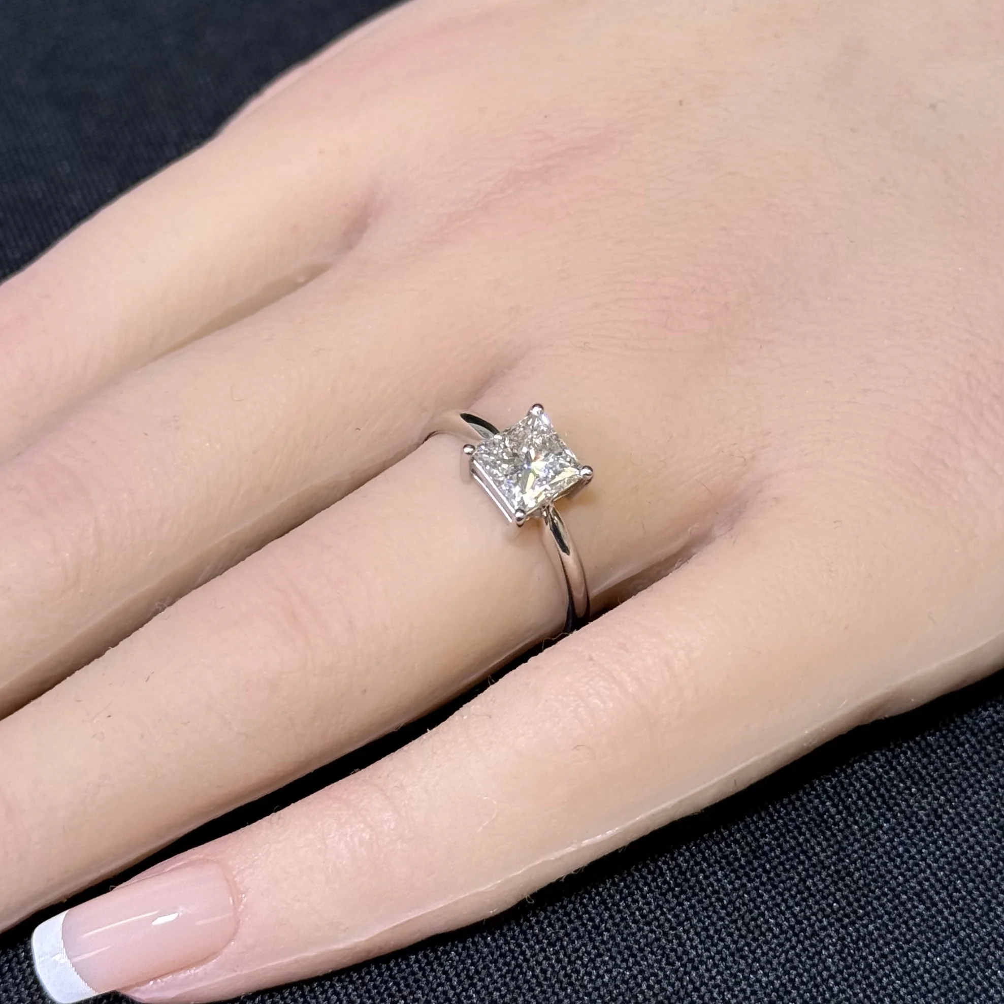 <span style="color:purple">SPECIAL!</span> 1.51ct G SI 14K White Gold Princess Cut Diamond Solitaire Engagement Ring Size 8 - Image 2