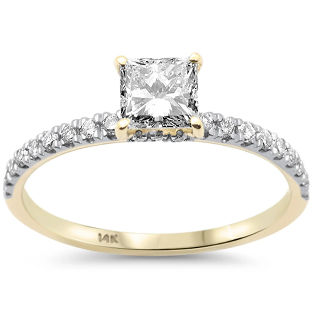 <span style="color:purple">SPECIAL!</span> .96ct G SI 14K Yellow Gold Princess Cut Diamond Engagement Ring Size 6.5