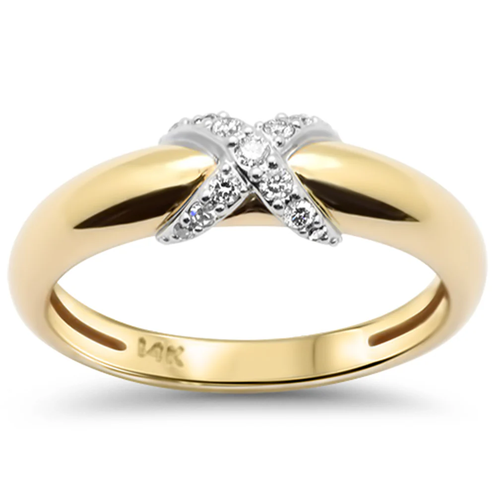 <span style="color:purple">SPECIAL!</span> .12ct G SI 14K Yellow Gold Modern Design Diamond Ring Band Size 6.5