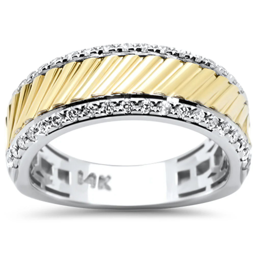 <span style="color:purple">SPECIAL!</span> .52ct G SI 14K Two Tone White & Yellow Gold Diamond Men's Band Ring Size 10