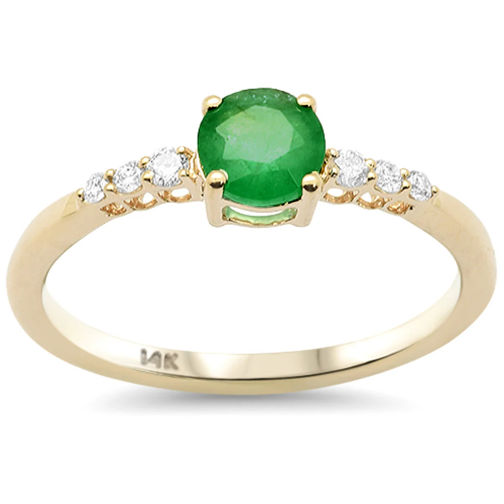 <span style="color:purple">SPECIAL!</span>.59ct G SI 14K Yellow Gold Diamond & Emerald Gemstone Ring Size 6.5