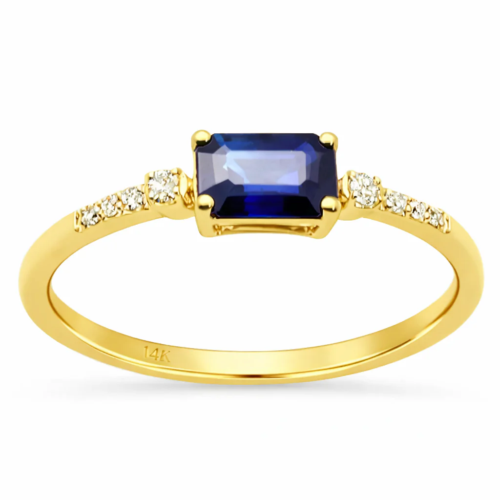 <span style="color:purple">SPECIAL!</span> .65ct G SI 14K Yellow Gold Diamond & Blue Sapphire Gemstone Ring Size 6.5
