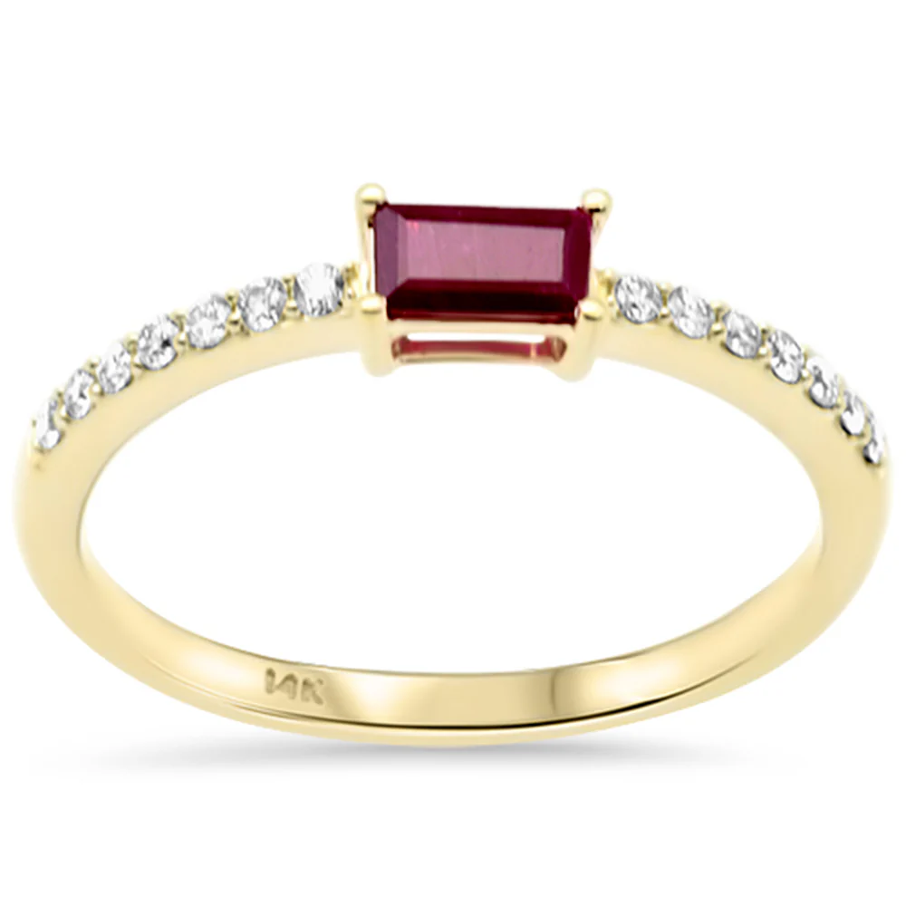 <span style="color:purple">SPECIAL!</span> .45ct G SI 14K Yellow Gold Diamond & Ruby Gemstone Ring Size 6.5