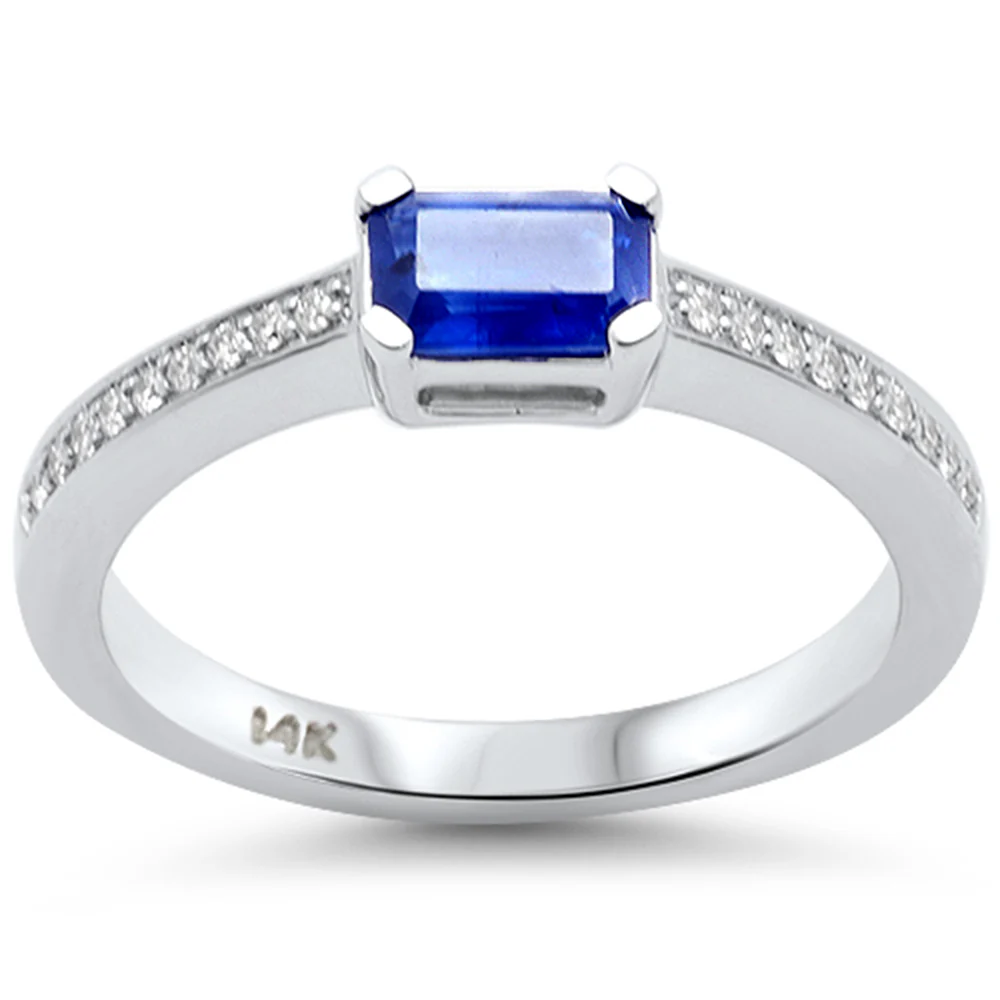 <span style="color:purple">SPECIAL!</span>.67ct G SI 14K White Gold Diamond & Blue Sapphire Gemstone Ring Size 6.5