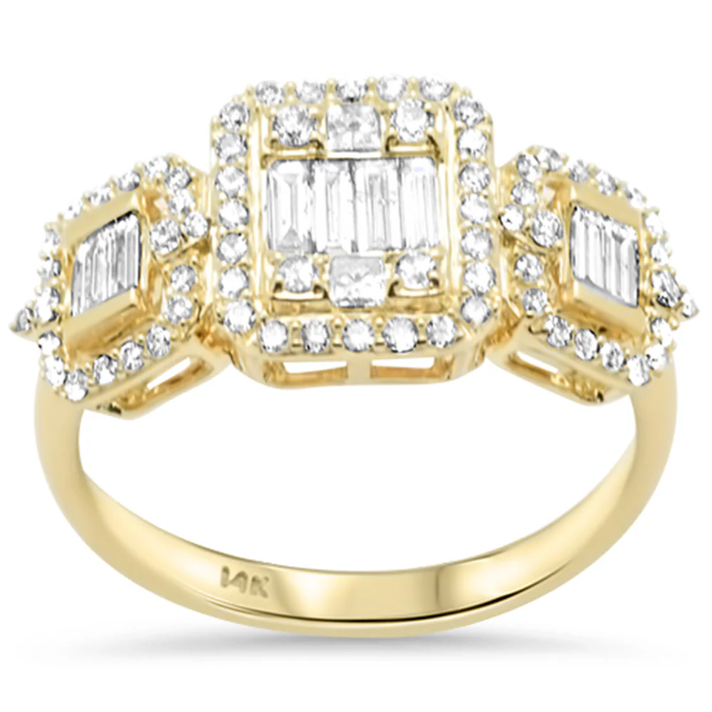 <span style="color:purple">SPECIAL!</span>.66ct G SI 14K Yellow Gold Round & Baguette Diamond Engagement Ring Size 6.5