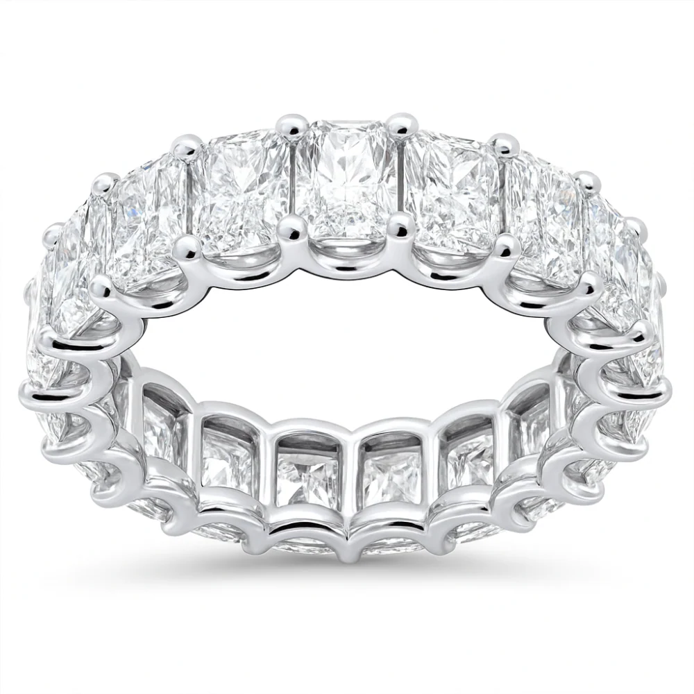 <span style="color:purple">SPECIAL!</span>5.52ct G SI 14K White Gold Radiant Cut Diamond Eternity Band Ring Size 6