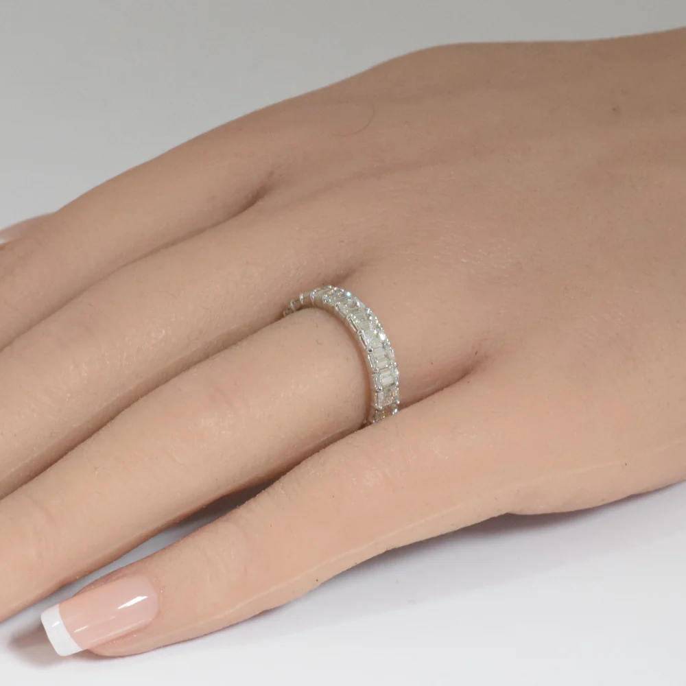 <span style="color:purple">SPECIAL!</span>5.52ct G SI 14K White Gold Radiant Cut Diamond Eternity Band Ring Size 6 - Image 2