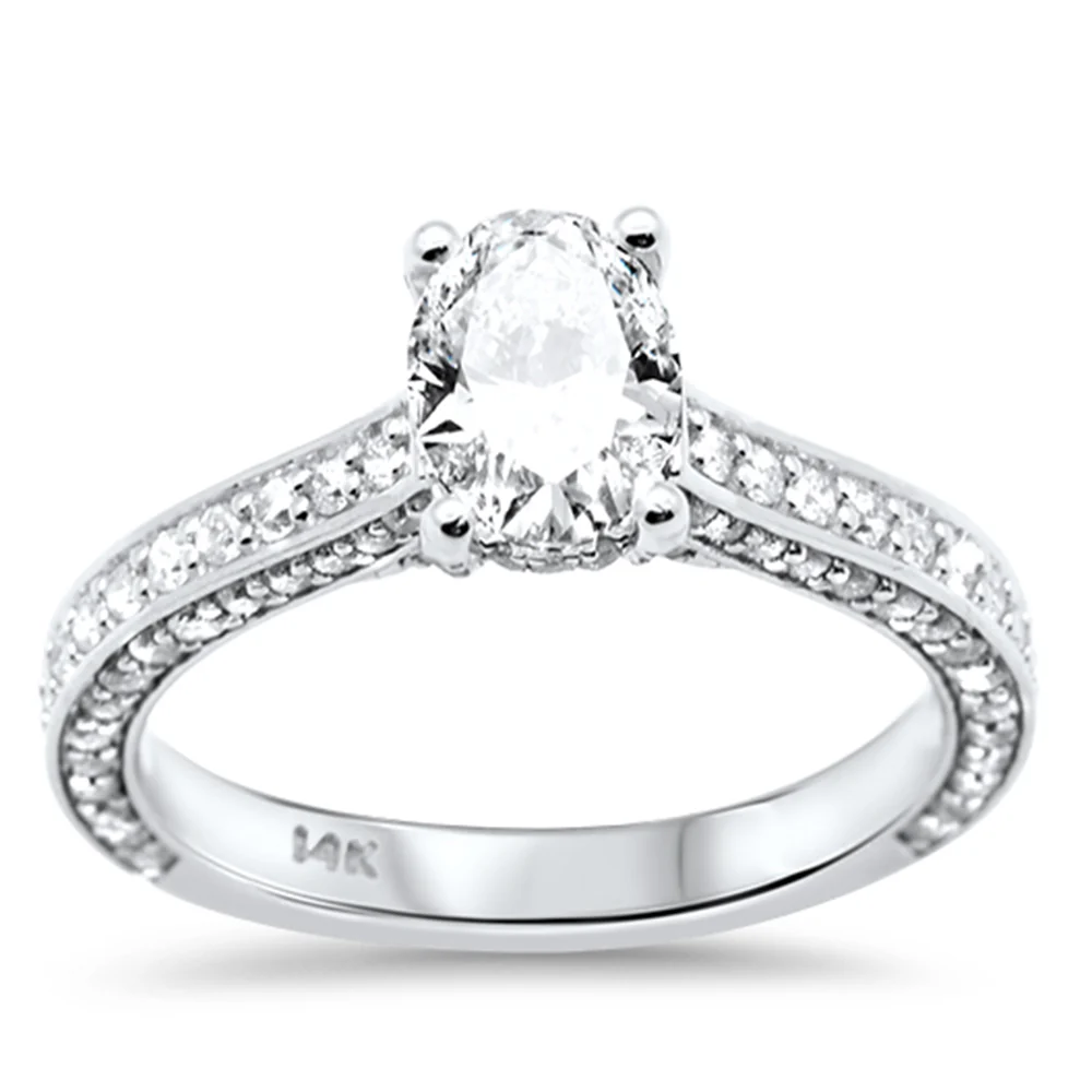 <span style="color:purple">SPECIAL!</span>1.79ct G SI 14K White Gold Oval Shape Diamond Engagement Ring Size 6.5
