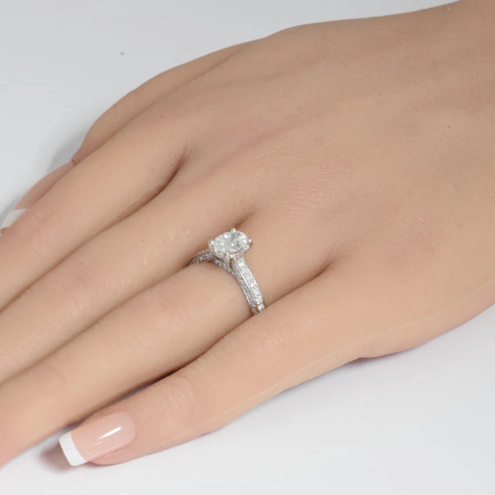 <span style="color:purple">SPECIAL!</span>1.79ct G SI 14K White Gold Oval Shape Diamond Engagement Ring Size 6.5 - Image 2