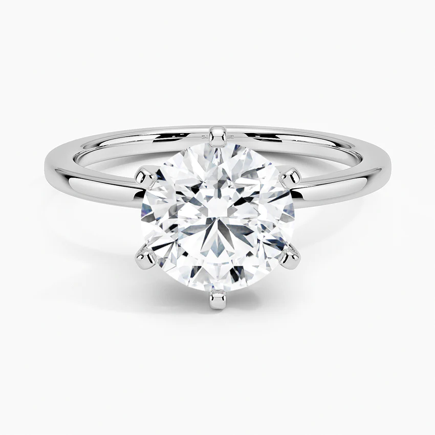 <span style="color:purple">SPECIAL!</span> 1.02ct GIA Certified 14K White Gold Round Diamond 6 Prong Set Solitaire Ring Size 6.5